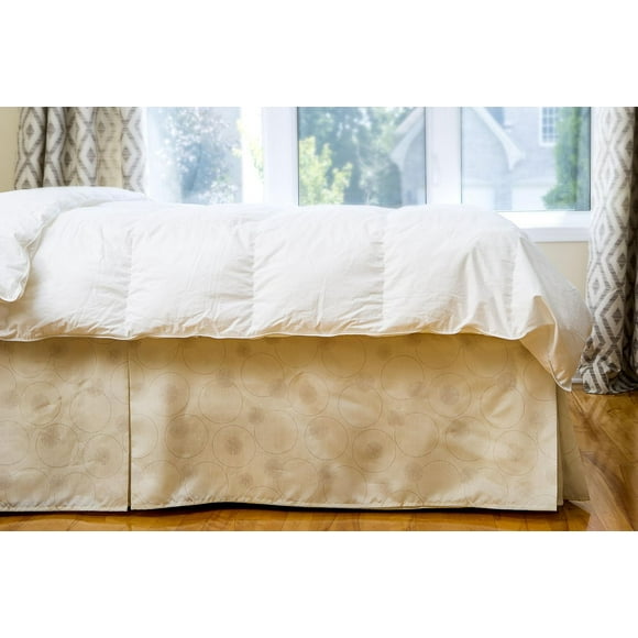 Gouchee Home Lavender Dream Double Bedskirt – 54"x77", Cream with Lavender Floral Print, Faux Silk Fabric, Machine Washable