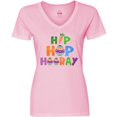 thumbnail image 3 of Inktastic Easter Hip Hop Hooray with Eggs and Carrot Women's V-Neck T-Shirt, 3 of 5