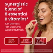 EZ Melts Dissolvable B-Complex - Vitamin B Complex - Provides Energy Metabolism & Heart Health Support - With Methylated B12 & Folate - Non-GMO & Vegan - Strawberry Swirl - 60 Tablets (60 Servings)