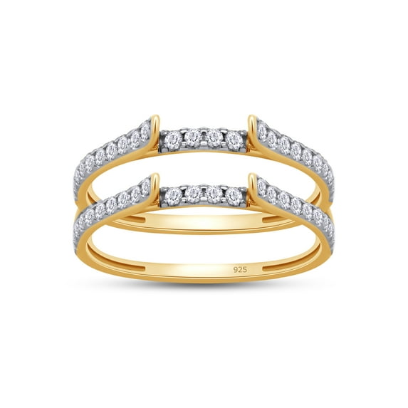 1/2 ct t.w Round Cut Lab Created Moissanite Diamond Cathedral Enhancer Ring Guard For Women In 14K Yellow Gold Over Sterling Silver For Womens (D Color, VVS1 Clarity 0.50 Cttw)-5.5