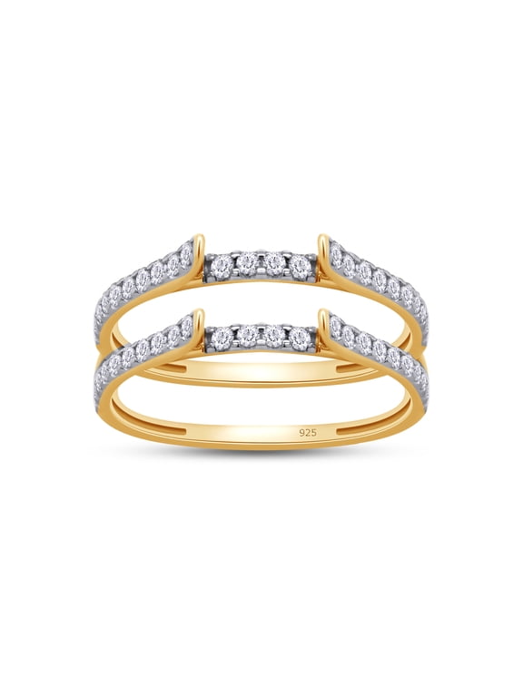 1/2 ct t.w Round Cut Lab Created Moissanite Diamond Cathedral Enhancer Ring Guard For Women In 14K Yellow Gold Over Sterling Silver For Womens (D Color, VVS1 Clarity 0.50 Cttw)-10