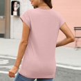 thumbnail image 5 of Womens Crewneck Cap Sleeve T Shirts Banded Bottom Top Loose Fit Short Sleeves Casual Basic Tops, 5 of 9