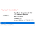thumbnail image 2 of Wiper Blade - Compatible with 1967 - 1972 Chevy C20 Pickup 1968 1969 1970 1971, 2 of 2