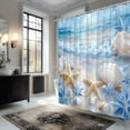 thumbnail image 5 of Beach Starfish Shower Curtain Sea Waves Seacoast Scenery with Sand with Various Seashells Scallop Conch Tropics Seaside Summer Coastal Ocean Theme Decorative Curtain with Polyester Fabric,72"W x 72"L, 5 of 6