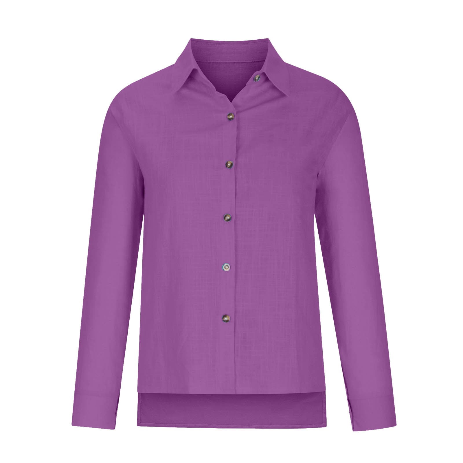 CFLVAEK Gauze Linen Cotton Tops Women Dressy Collared Button Down Office Shirt Lightweight Rolled Up 3/4 Sleeve Plain Color Blouses