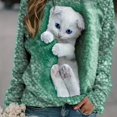 thumbnail image 1 of Linda Sudadera Con Estampado De Gato, Sudadera Informal De Manga Larga Con Cuello Redondo Para Otoño E Invierno, Ropa De Mujer, 1 of 4