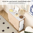 thumbnail image 5 of MIERES Folding Dining Table Set for 4, Dinner Table with 4 Leather Chairs and Shelves, Space Saving Foldable Dining Table with 6 Wheels, Kitchen Table for Small Spaces (Beige＆White), 5 of 9