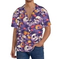 thumbnail image 3 of Fotbe music Skull record print Short Sleeve Button Down Shirts for Men Casual Summer Beach Wrinkle Free Shirt-Medium, 3 of 7