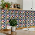 thumbnail image 3 of Mi Alma Blue/Pink Floral Rustic Peel & Stick Tiles - Vinyl Backsplash 8x8, 3 of 13