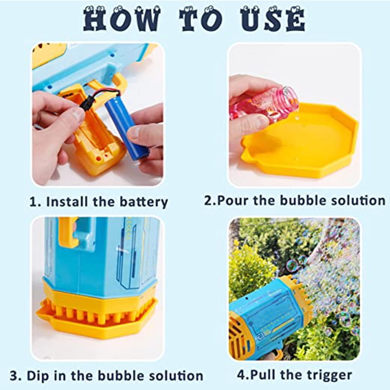 Bubble Machines for Kids, 69 Holes Bubble Blower Toys with Lights for Age 3+ Birthday Easter Gifts-Violet