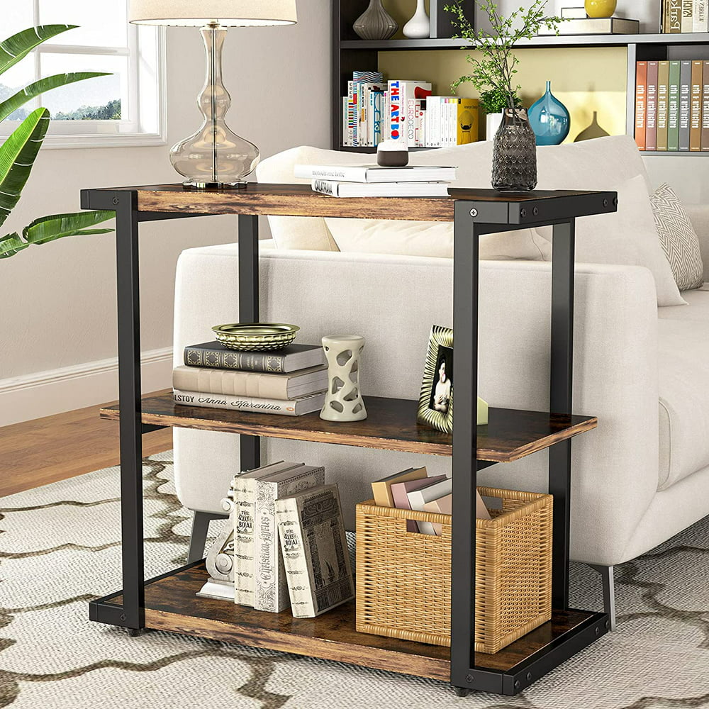 Tribesigns 3-Tier Side Table, Rustic End Table with Storage Shelf