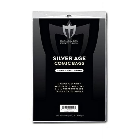 (1000) Max Protection Silver Age Comic Book Bags - Ultra Clear Protection - (Qty= 1000 Bags)