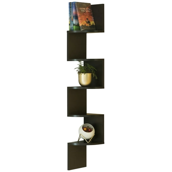 5 Tier Wall Mount Corner Shelf, Black