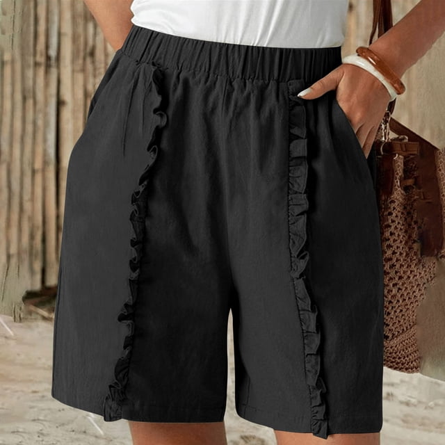 Shorts pour Femmes, Pantalons Mode Unis à Trois Sens pour Femmes avec Cordon de Serrage