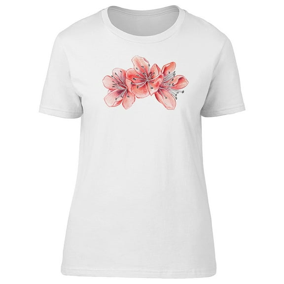 Red Flowers Pencil Style T-Shirt Men -Image by Shutterstock, Male Small
