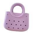 thumbnail image 1 of Bolsa de playa para mujeres Impermeable para el agua Pequeña bolsa Multipropósito de almacenamiento de verano con agujero Púrpura, 1 of 8