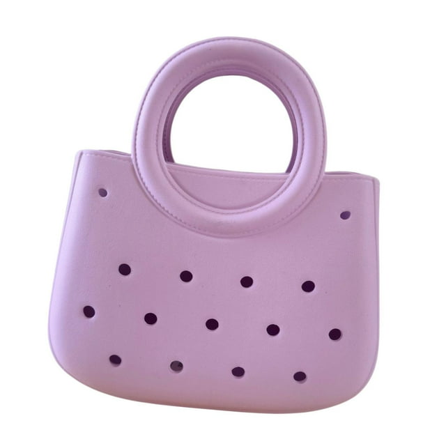 Bolsa de playa para mujeres Impermeable para el agua Pequeña bolsa Multipropósito de almacenamiento de verano con agujero Púrpura