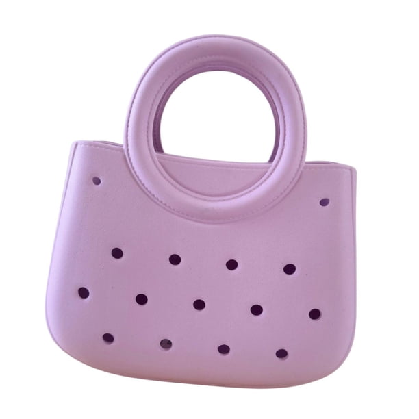 Bolsa de playa para mujeres Impermeable para el agua Pequeña bolsa Multipropósito de almacenamiento de verano con agujero Púrpura