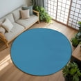 thumbnail image 3 of Wave Ride 7ft Round Rug, Farmhouse Solid Blue Color Modern Art Non-Skid Rubber Backing Large Area Rugs - Living Room Bedroom Home Office, Indoor Floor Mat Carpets Washable Rug, 3 of 9