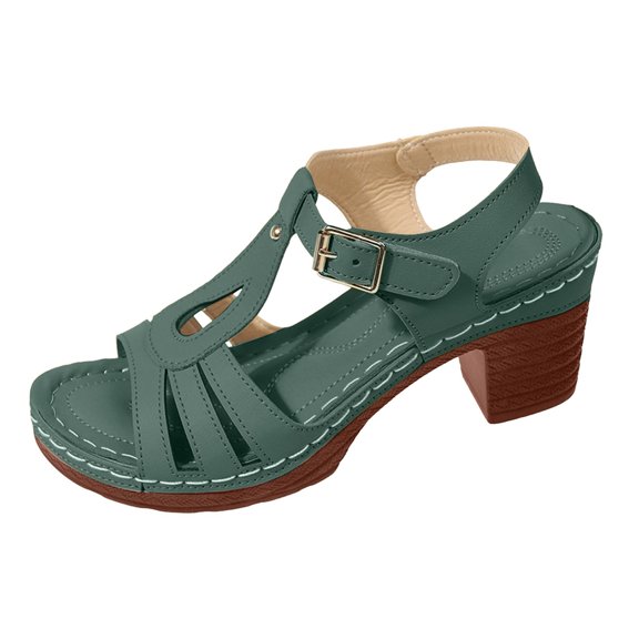 Modisza Women's Heeled Sandals Strappy Low Block Chunky Heels Ladies Comfortable Ankle Strap Open Toe Party Dress Shoes AG Size 5.5-11