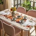 thumbnail image 3 of Fall Pumpkin Table Cloths for 6 Foot Rectangle Tables, Thanksgiving Autumn Leaves Floral Patio Waterproof Elastic Fitted Tablecloths, Washable Rectangular Table Cover for Camping, 3 of 8