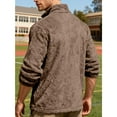 thumbnail image 4 of Men's Stand-up Collar Fleece Jacket with Solid Color Design, Loose Zipper Long-sleeve Style for Casual Outings, Winter Layering, and Holiday Events,Brown,L, 4 of 7