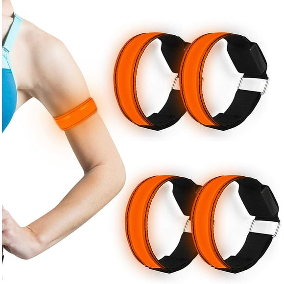 LED Luminous Armband, Reflective LED Running Armband, Adjustable Flashing Band Bracelet Safety LED Running Bracelet(4pcs)