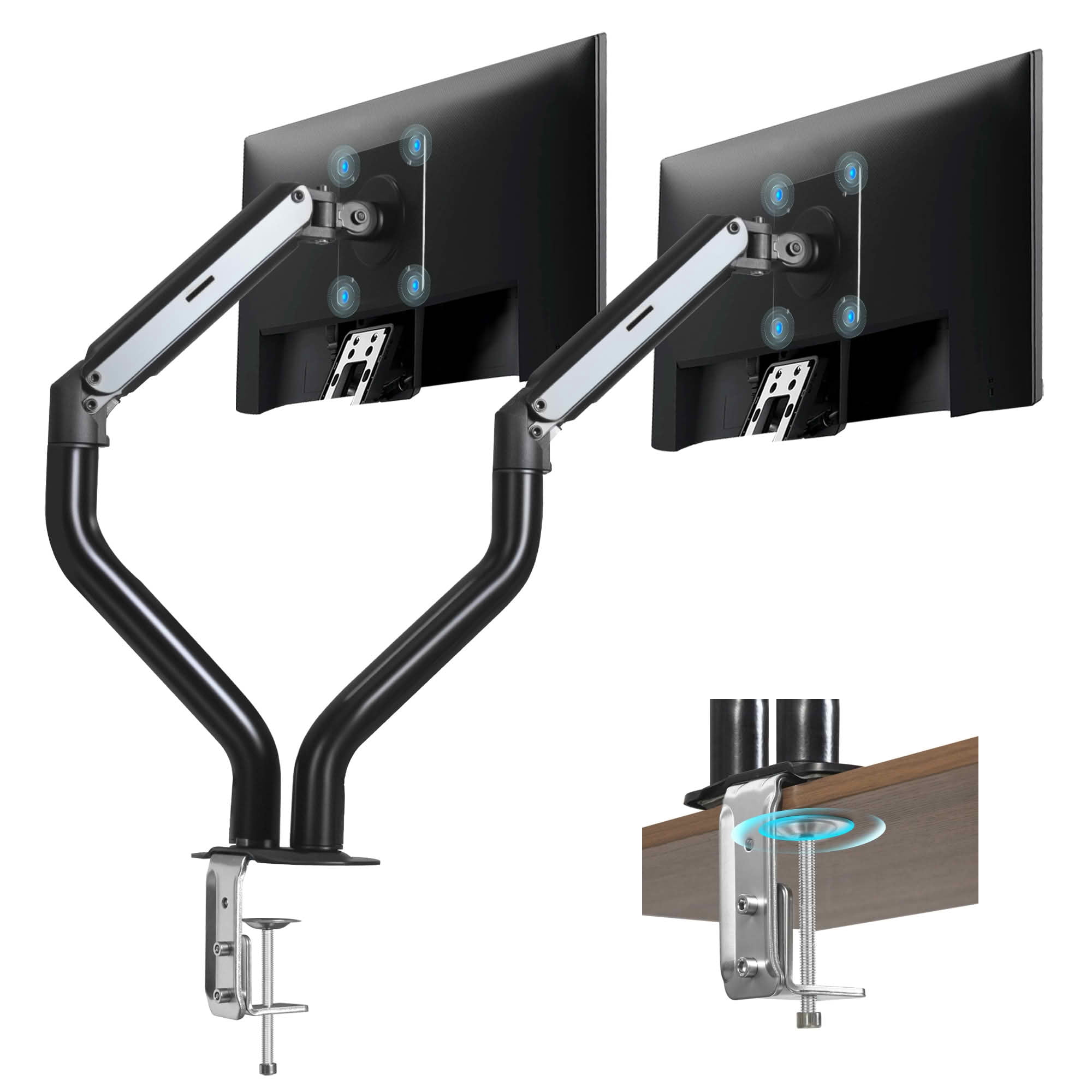 MAYEERTY Dual Monitor Counterbalance Desk Mount for 17-32" Screens, Swivel & Height Adjustable Dual Monitor Stand