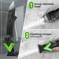 thumbnail image 3 of HRTGFD-Caulking Tool 5 in 1 Silicone Caulking Grout Removal Sealant Finishing Tool with Grout Scraper, 6 Exchange Silicone Pads, Adhesive Residue Scraper Seam Repair Kit for Kitchen Bathroom, 3 of 4
