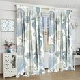 thumbnail image 2 of Ocean Beach Bedroom Window Curtain,Ocean Seashell Seahorse Retro Style Blackout Window Door Curtains for Bathroom Living Room Home Decor,2 Panel Set W52xL63in, 2 of 5