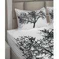 thumbnail image 2 of Ambesonne Tree Fitted & Top Sheet Set with Shams, Bare Branches Silhouette Art, Charcoal Grey White, 2 of 4