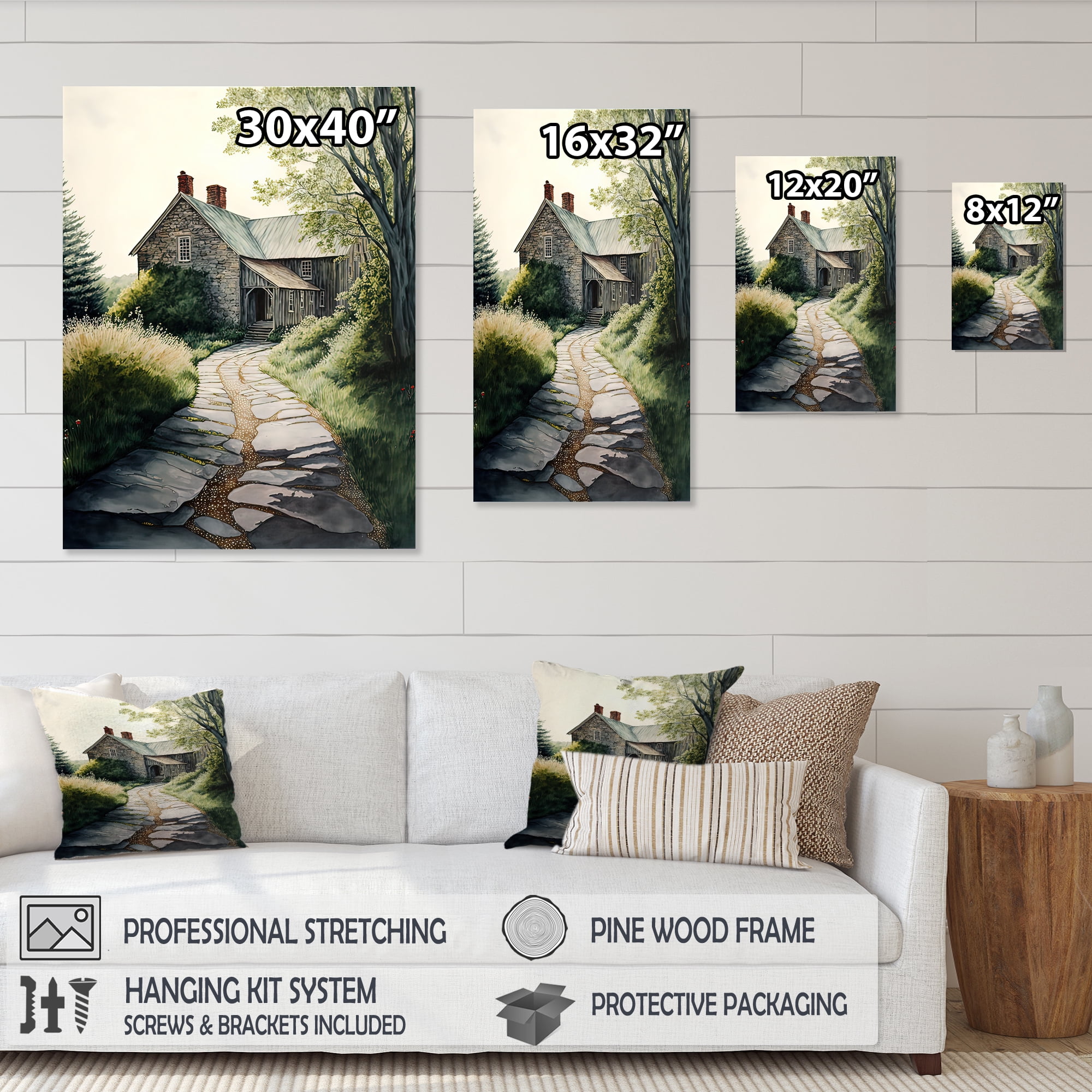 Designart Charming Cabin And Path III Canvas Wall Art