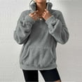 thumbnail image 5 of STETMN Women's Sherpa Sweatshirt Quarter Zip Fleece Long Sleeve Pullover Tops with Pocket, 5 of 8