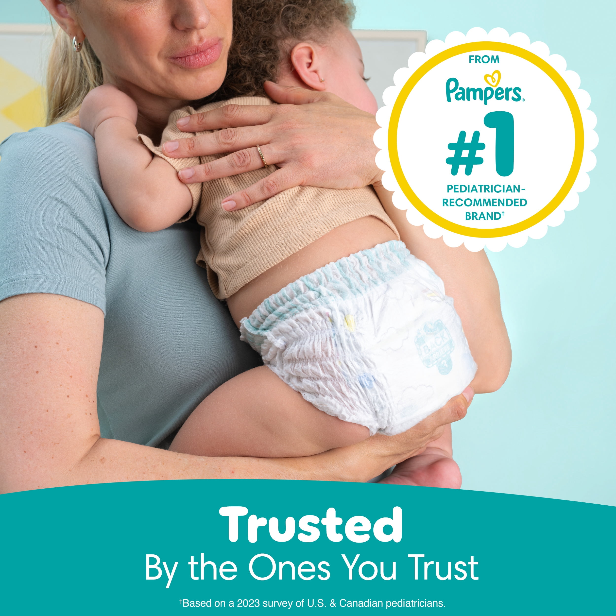 Pampers Diapers - Swaddlers 360° - Size 7, up to 100% Leakproof Comfy Dry Fit, EZ Off Tabs Designed for Easy Changes, Pull On Diaper