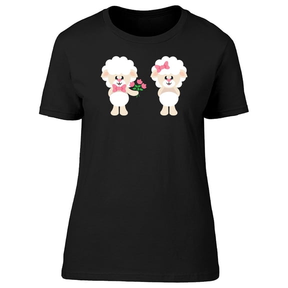 Sheep Giving Flowers To His Girl Tee Women's -Image by Shutterstock