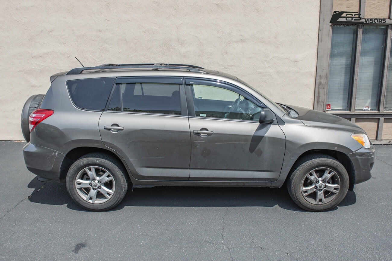 Replacement For 2006-2012 Toyota Rav4 | EOS Visors JDM Tape-On Style SMOKE TINTED Side Vents Window Deflectors Rain Guard DWV-V72