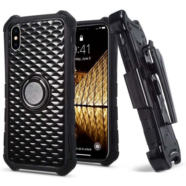 iPhone X Belt Clip Holster Case, iPhone XS Case, ULAK Ring Stand Swivel