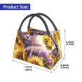 thumbnail image 3 of Vsdgher Daisy Sunflower Lazy Cat Print Insulated Reusable Bags with Sturdy Zipper and Handles, Foldable Totes for Hot or Cold Food Bring or Delivery, 3 of 8