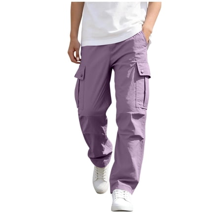 AINIYS Boys Kids Camo Multi Pocket Cargo Pants Elastic Waist Durable Trousers for Outdoor Activities Purple 13 Years