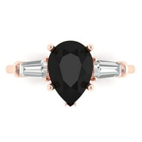2.5 ctw 3 Stone Anniversary Ring for Women | Pear Cut Natural Onyx | Hyperallergenic Solid 18K Rose Gold