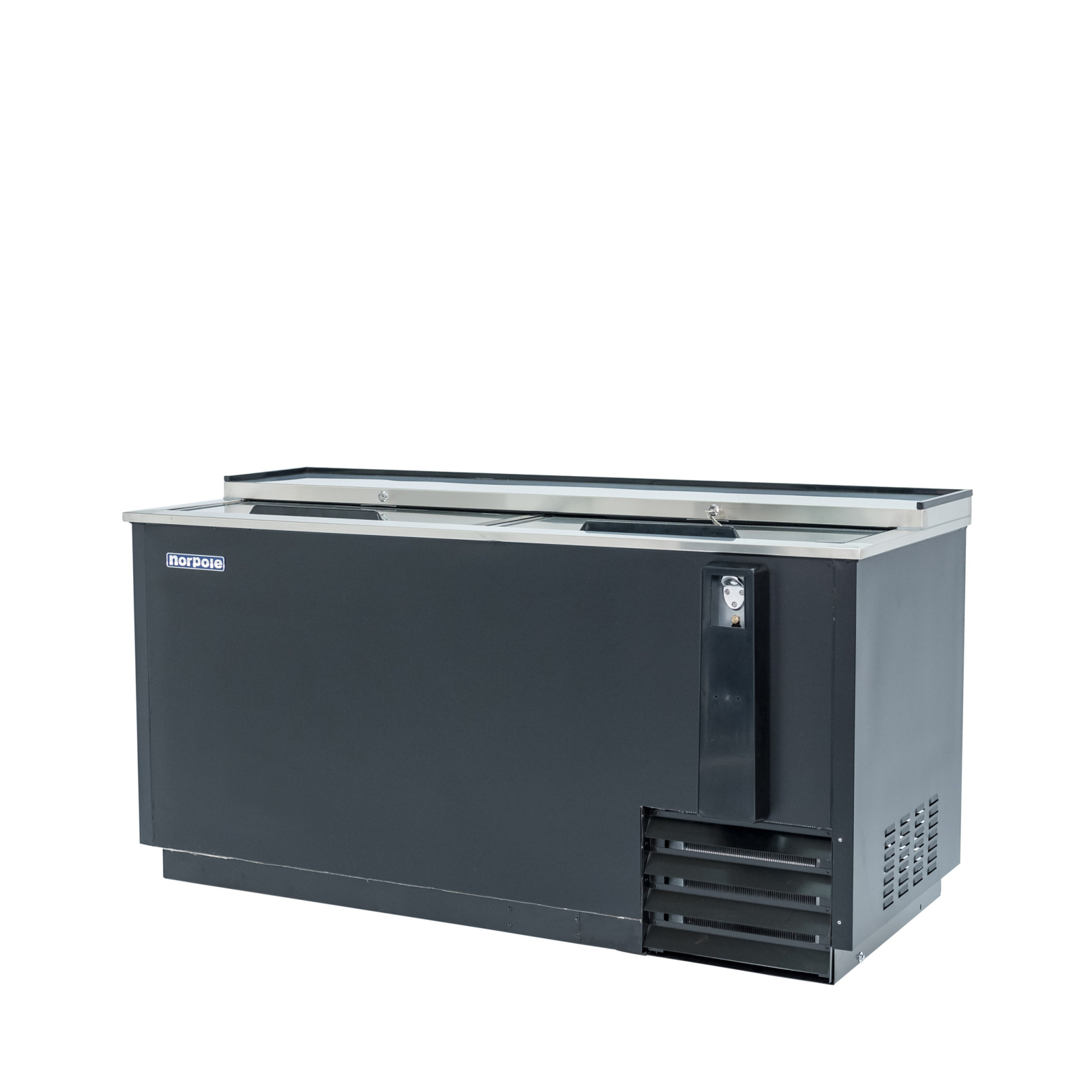 65 in. W 18 cu. ft. Sliding Door Beer Cooler in Black