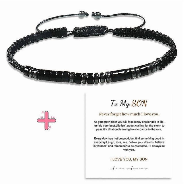 To my Son Bracelet Lady Men Woven Beaded Bracelet Braided Rope Wristband Gifts