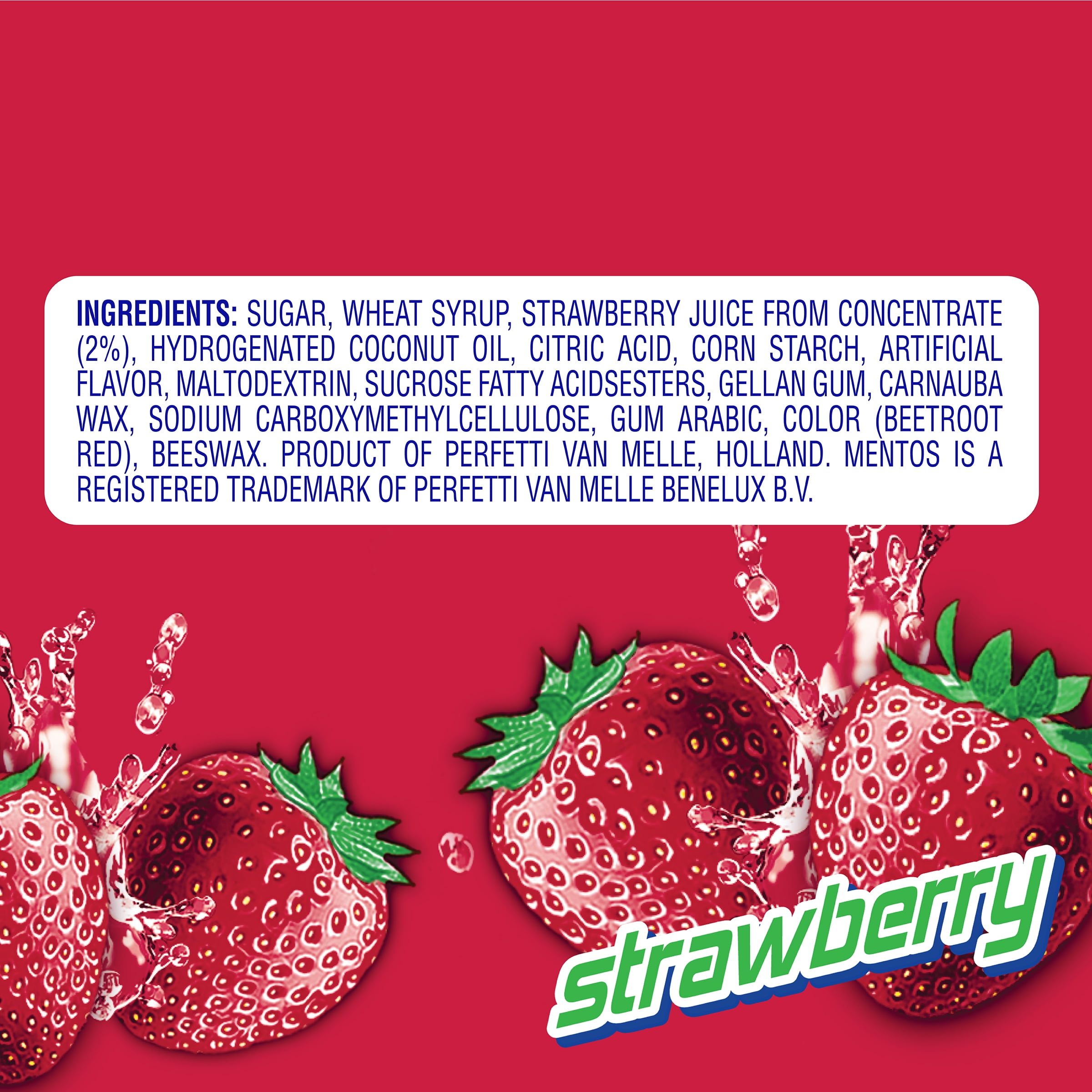 Mentos Chewy Mint Candy Roll, Strawberry, Peanut and Tree Nut Free, 1.32  oz, 15 Count