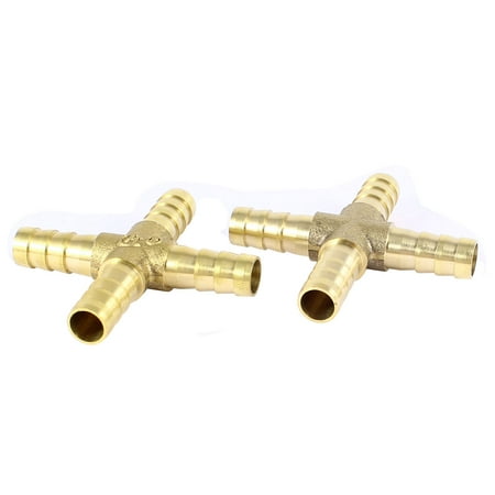 8mm One Way Gear - Unique Bargains 2 Pcs Cross Design 8mm Pipe Pneumatic Air Barb Hose Connector Fitting Gold Tone