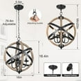 thumbnail image 6 of DUOSONG Farmhouse Chandelier Light Fixtures?4-Light Dining Room Light Fixtures Height Adjustable?Rustic Wood Light Fixtures Ceiling Hanging For Kitchen, Living Room, Hallway, Bedroom, Foyer Entryway, 6 of 9