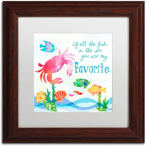 Trademark Fine Art "Crab" Canvas Art by Lisa Powell Braun, White Matte, Wood Frame