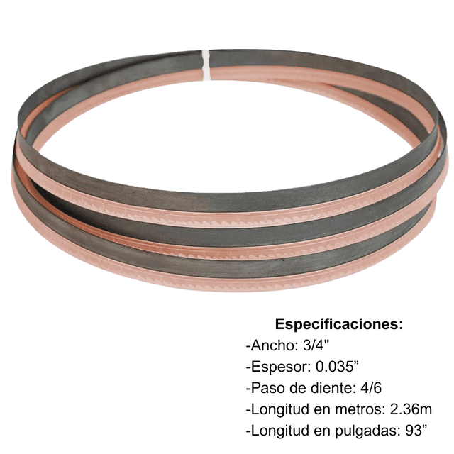Sierra Cinta Bimetálica Maraga 3/4" x 93" (2.36 m) 4/6 TPI para Corte de Metal y Acero