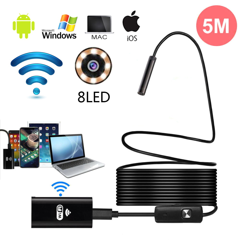 WiFi Borescope Inspection Camera with 2.0 Megapixel HD Semi-Rigid Waterproof Cable for iPhone iPad Samsung Mac and PC Teslong Wireless Endoscope 