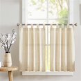 thumbnail image 1 of Cortinas de cocina jinchan con ojales de lino a rayas de 90 cm, 2 paneles, 1 of 9