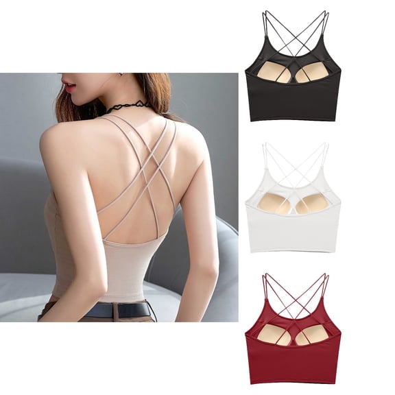 Antinious Women Backless Bras Tank Padded Cup Racerback Supportive